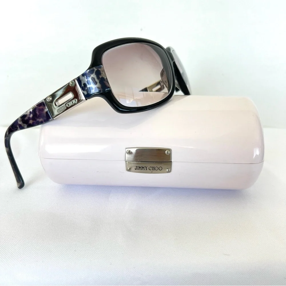 JIMMY CHOO Italy Essie ZP2 BD Rectangle Lenses Leopard w Silver Frame Glasses - Picture 3 of 15